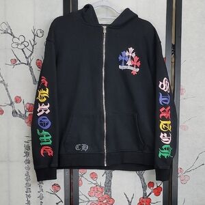 Chrome Hearts Multicolor Cemetery Cross Full Zip Up Hoodie Size Large